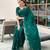 Teal green butti embroidery work shimmer chiffon bollywood saree