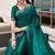 Teal green butti embroidery work shimmer chiffon bollywood saree