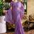 Lavender butti embroidery work shimmer chiffon bollywood saree