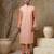 Orange embroidered cotton silk kurta pajama