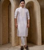 White plain silk kurta pajama