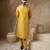 Yellow embroidered cotton silk kurta pajama