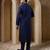 Navy blue embroidered cotton silk kurta pajama