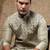 Green embroidered viscose nehru jacket set