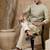 Green embroidered viscose nehru jacket set