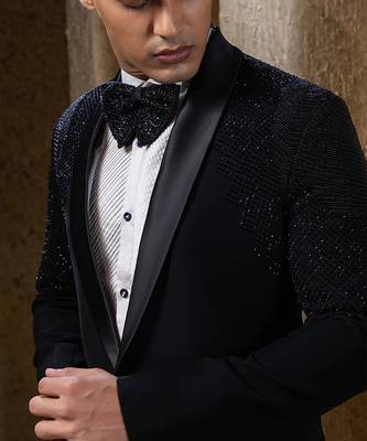 Black embroidered cotton tuxedo 1