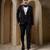 Black embroidered cotton tuxedo