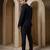 Black embroidered cotton tuxedo