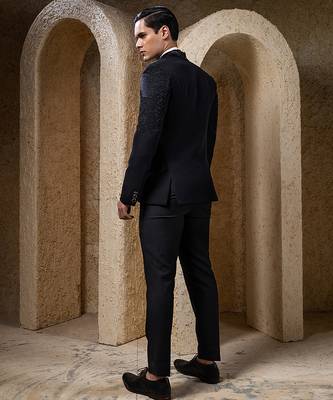 Black embroidered cotton tuxedo 5