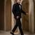 Black embroidered cotton tuxedo