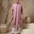 Pink embroidered viscose jacket paired with kurta & pant