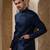 Navy blue embroidered cotton bandhgala suit