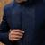 Navy blue embroidered cotton bandhgala suit