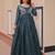 Green color staple jacquard beautiful festive wear gown for girls
