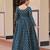 Green color staple jacquard beautiful festive wear gown for girls