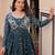 Green color staple jacquard beautiful festive wear gown for girls