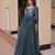 Green color staple jacquard beautiful festive wear gown for girls