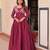 Wine color staple jacquard beautiful festive wear gown for girls