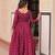 Wine color staple jacquard beautiful festive wear gown for girls