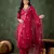 Cherry color smart silk blend fabric embroidery work ceremonial kurta set