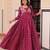 Wine color staple jacquard beautiful festive wear gown for girls