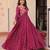 Wine color staple jacquard beautiful festive wear gown for girls