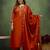 Rust color silk blend designer embroidery work heavy looks salwar kameez