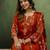Rust color silk blend designer embroidery work heavy looks salwar kameez