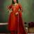 Rust color silk blend designer embroidery work heavy looks salwar kameez