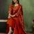 Rust color silk blend designer embroidery work heavy looks salwar kameez