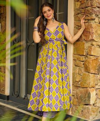 Multy color rayon palzzo kurta dress for party looks 3