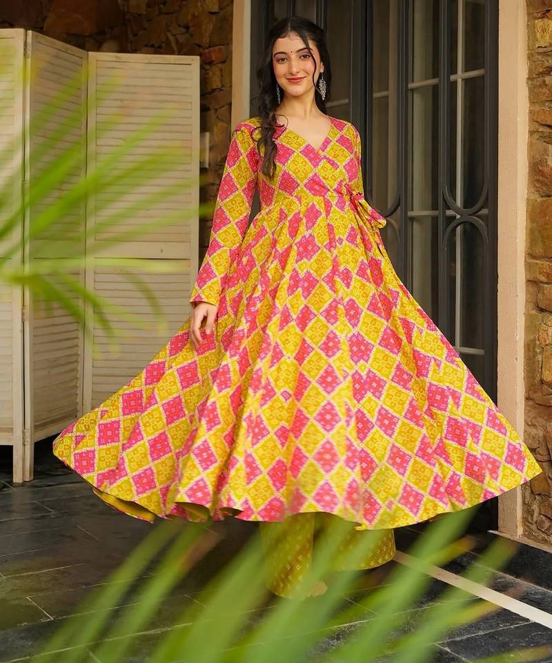 Multy color rayon fabric palzzo kurta dress for ethnic party looks
