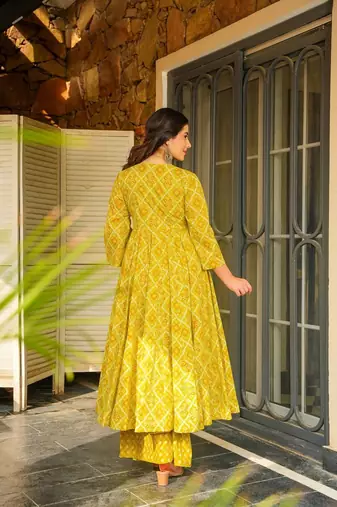 Green color rayon palzzo kurta dress for party looks