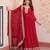 Maroon color faux georgette fabric designer zari and sequins embroidered partywear gown with dupatta