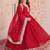 Maroon color faux georgette fabric designer zari and sequins embroidered partywear gown with dupatta
