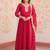 Pink color faux georgette fabric designer zari and sequins embroidered partywear gown with dupatta