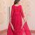 Pink color faux georgette fabric designer zari and sequins embroidered partywear gown with dupatta