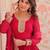 Pink color faux georgette fabric designer zari and sequins embroidered partywear gown with dupatta