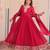 Pink color faux georgette fabric designer zari and sequins embroidered partywear gown with dupatta