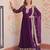 Purple color faux georgette fabric designer zari and sequins embroidered partywear gown with dupatta