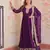 Purple color faux georgette fabric zari and sequins embroidered partywear gown with dupatta