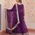Purple color faux georgette fabric designer zari and sequins embroidered partywear gown with dupatta