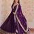 Purple color faux georgette fabric designer zari and sequins embroidered partywear gown with dupatta