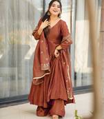Brown color smart and ethnic readymade kurta set for casual and formal looks