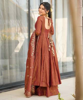 Brown color smart and readymade kurta set for and formal looks 2