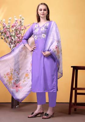 Purple color smart and readymade kurta set for and formal looks 1