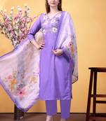 Purple color smart and ethnic readymade kurta set for casual and formal looks
