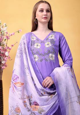 Purple color smart and readymade kurta set for and formal looks 3