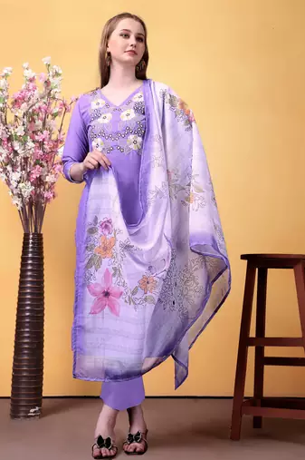 Purple color smart and readymade kurta set for and formal looks