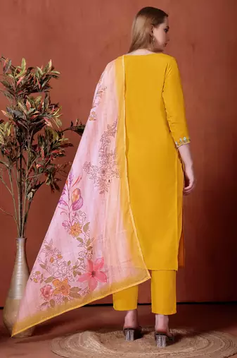 Yellow color smart and readymade kurta set for and formal looks